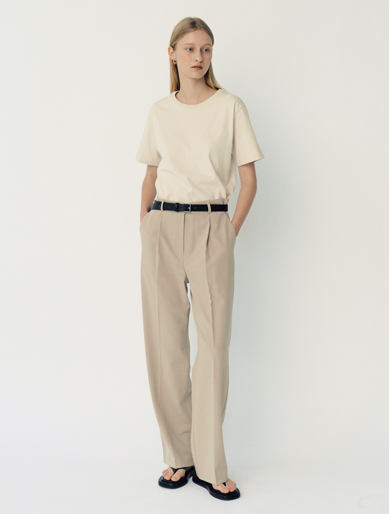 OUT OF STOCK / Pin-Tuck Slacks - Beige