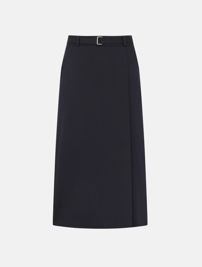 [WINTER SALE 40%]H-Line Belted Skirt - Navy