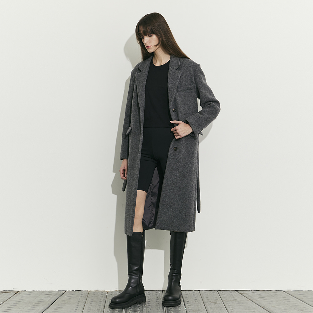 [WINTER SALE 30%]Belted Wool Coat - Gray