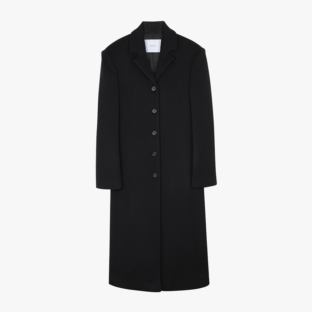 Line Wool Coat - Black