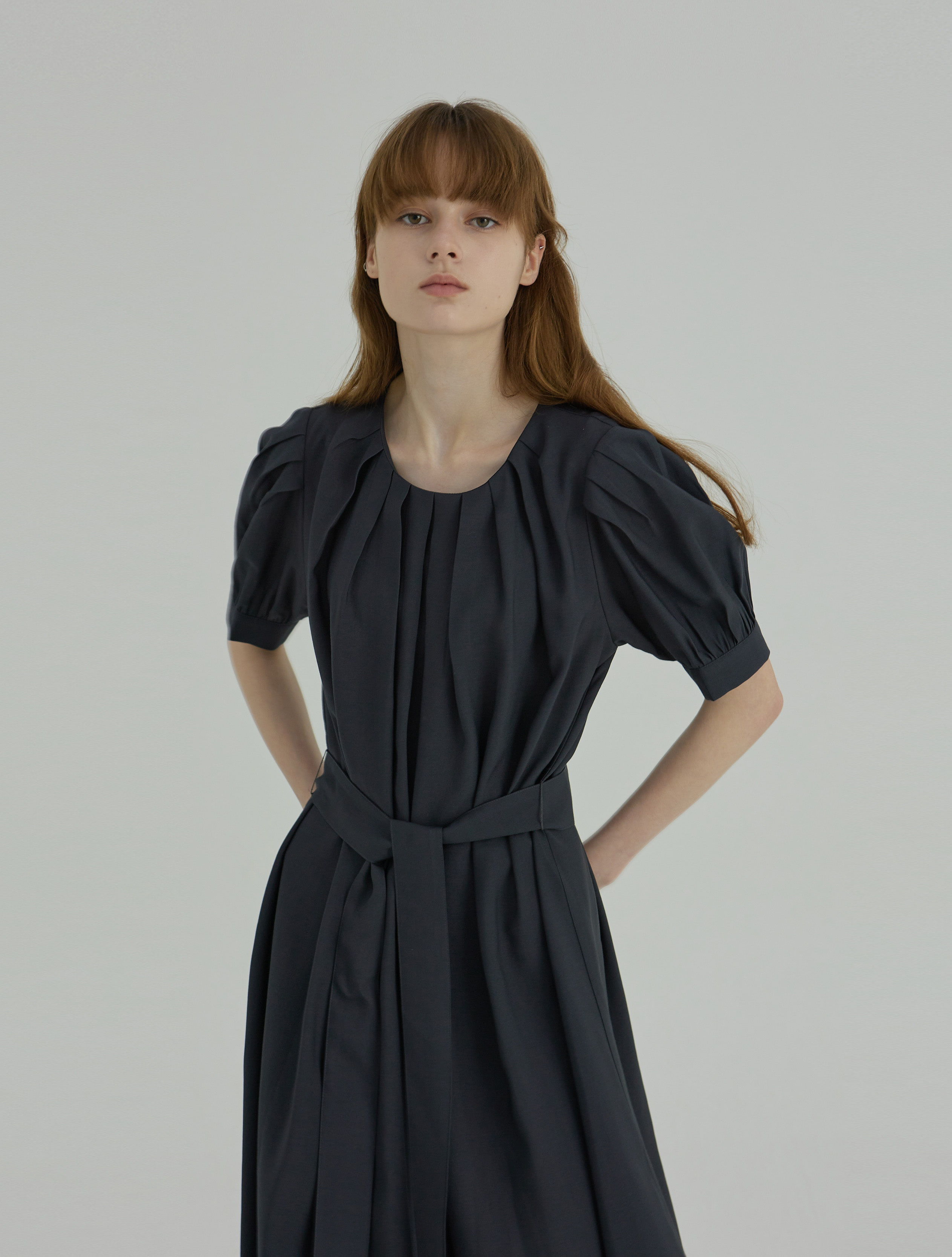 OUT OF STOCK / Pin-Tuck Dress - Gray
